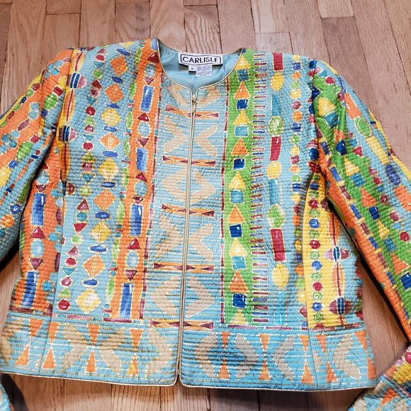 Carlisle Colorful Silk Coat of Many Colors Jacket - size 6 - Picture 6 of 14
